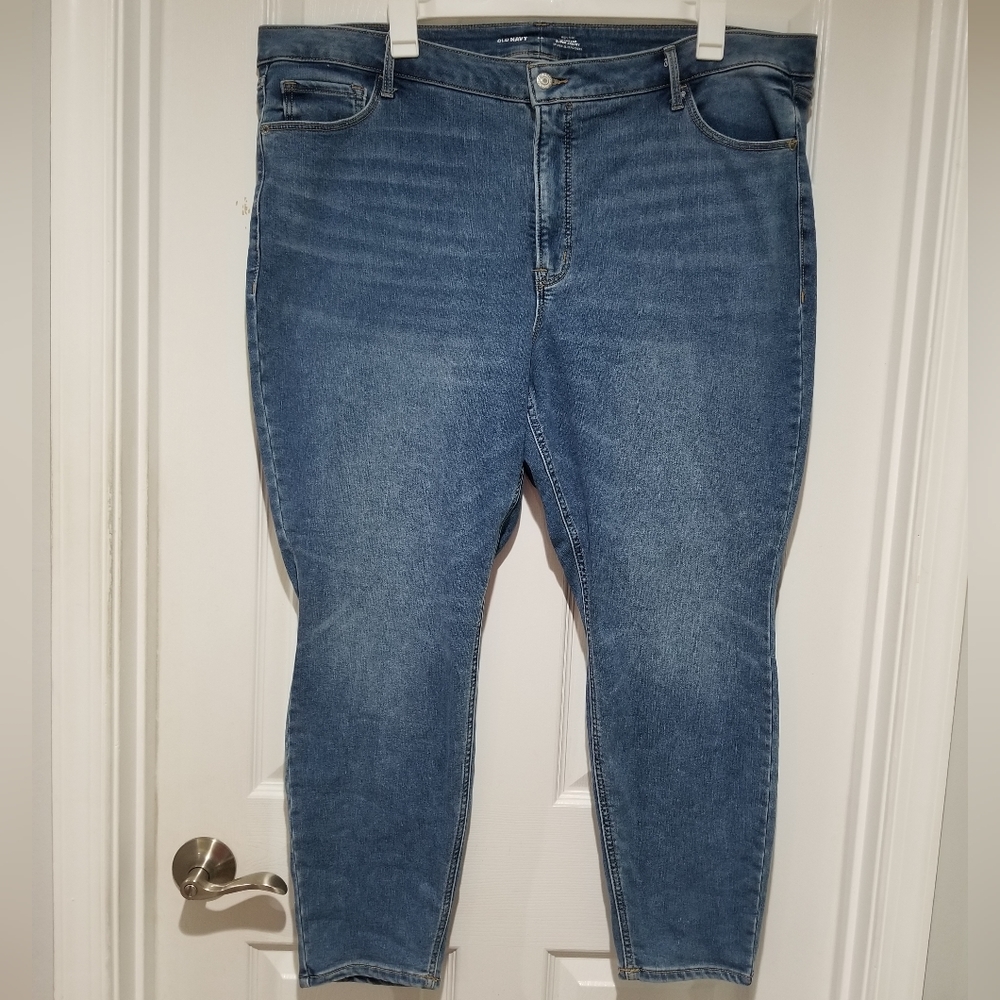 Old Navy High-Rise Rockstar Super Skinny Secret Slim Pockets Blue Jeans Size 24